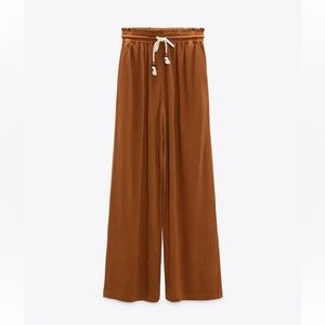 Zara Wide Leg Pants NWT Terracota Elastic Waist